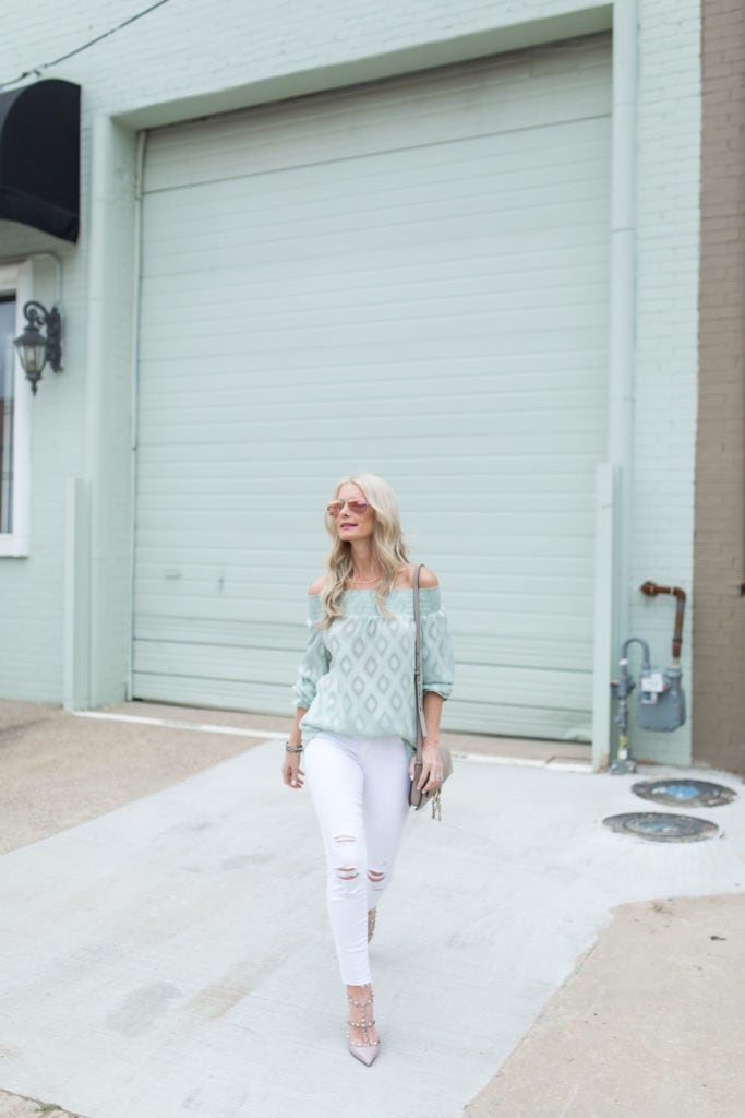 Rebecca Minkoff off the shoulder top 1