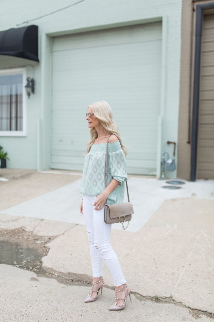 Rebecca Minkoff off the shoulder top 2