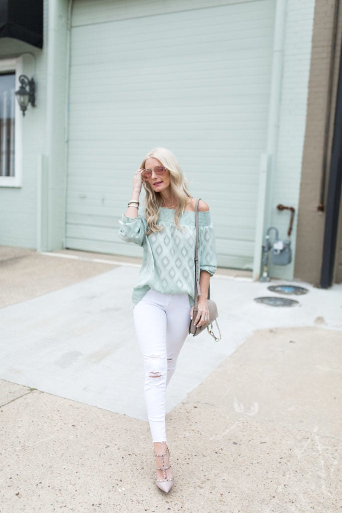 Rebecca Minkoff off the shoulder top 5