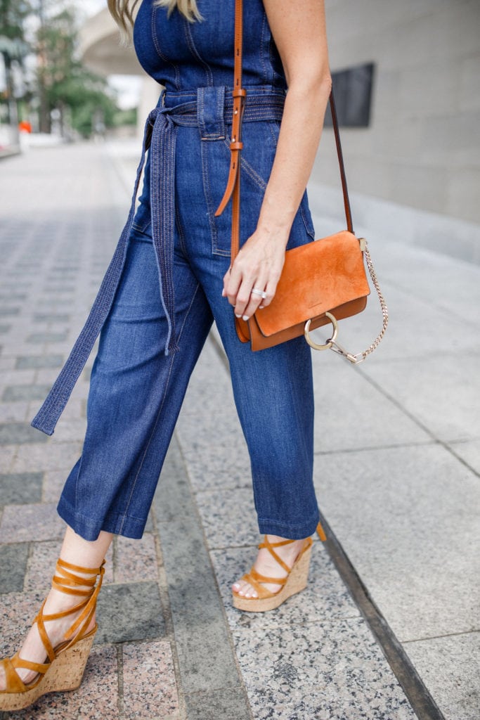Cropped Denim Romper, Denim Jumpsuit, Heather Anderson, Dallas Style Blogger