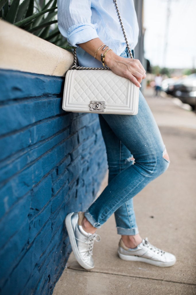 Joie Sneakers, Dallas Style Blogger, White Chanel Boybag