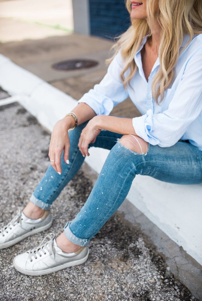 Joie Silver Sneakers, Heather Anderson, Dallas Fashion Blogger 