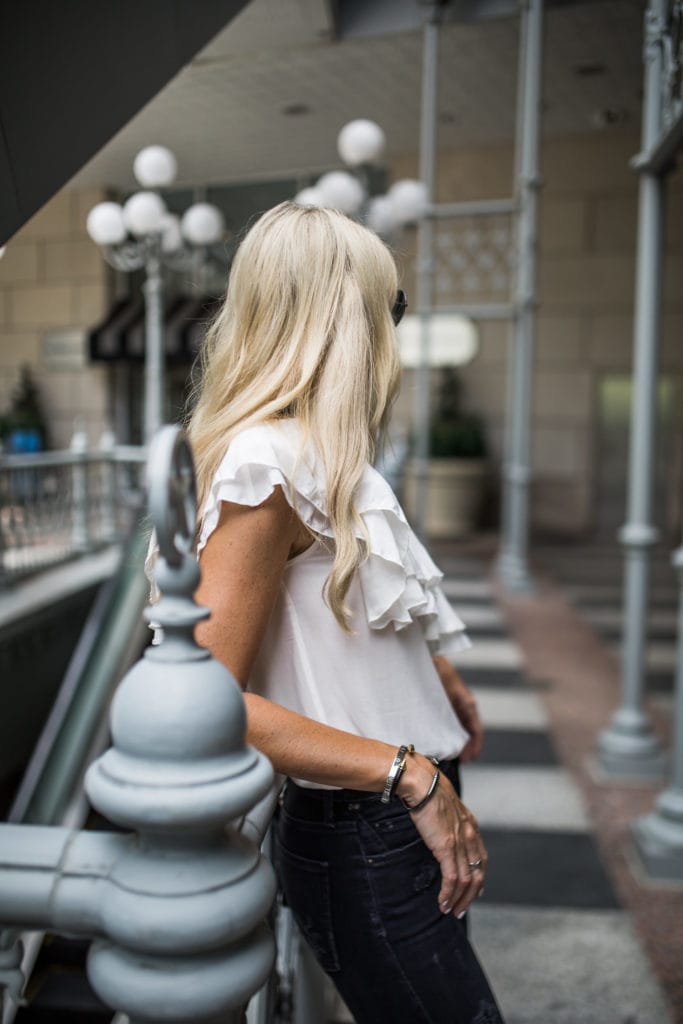 One Shoulder Top, Dallas Style Blogger, High Waisted Denim