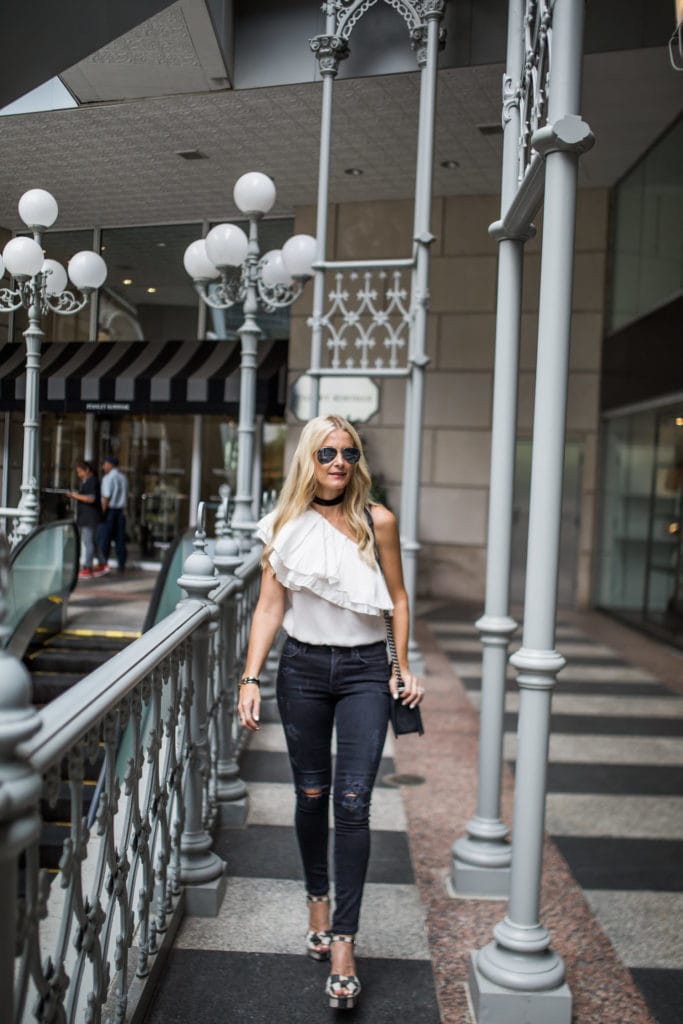 One Shoulder Top, Dallas Fashion Blogger, Citizens of Humanity jeans