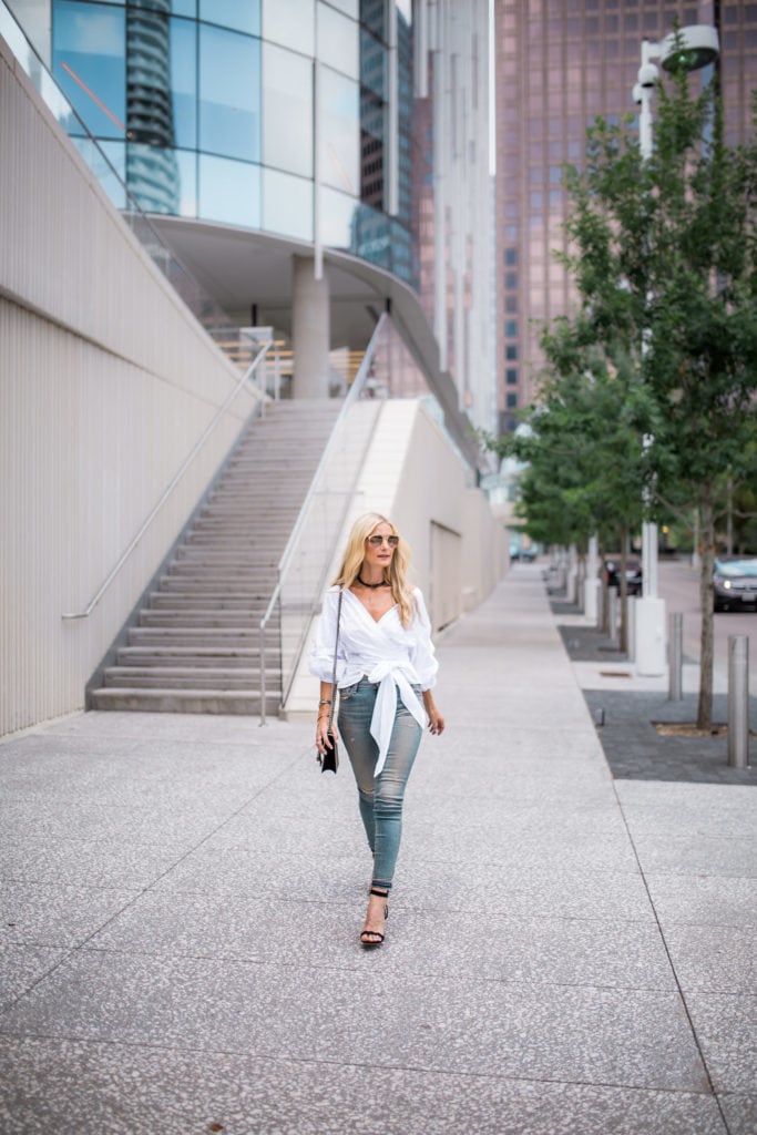 Storets white top, Dallas Style Blogger, Black Choker