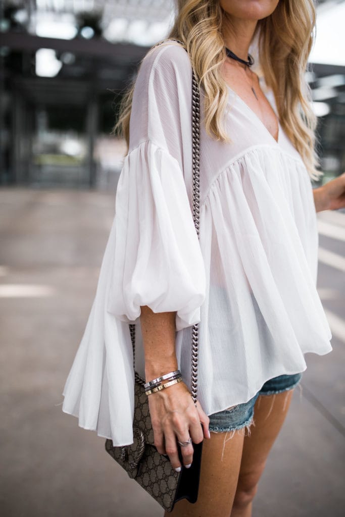 chic wish top, Dallas Style Blogger, Boho White Top