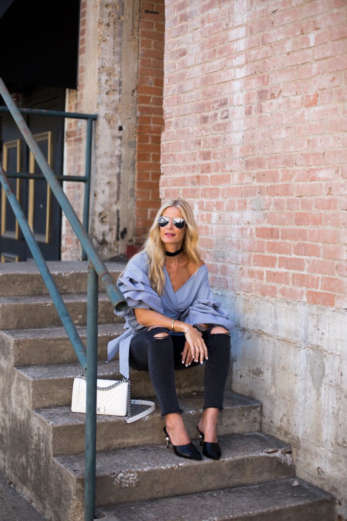 Storets Top, Black Ripped Jeans, Dallas Fashion Blogger 