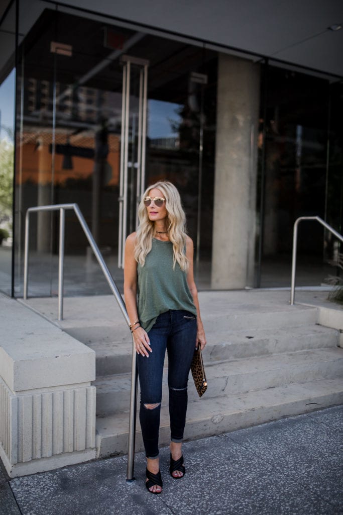 current elliott muscle tank, Black choker, Black mules, Heather Anderson