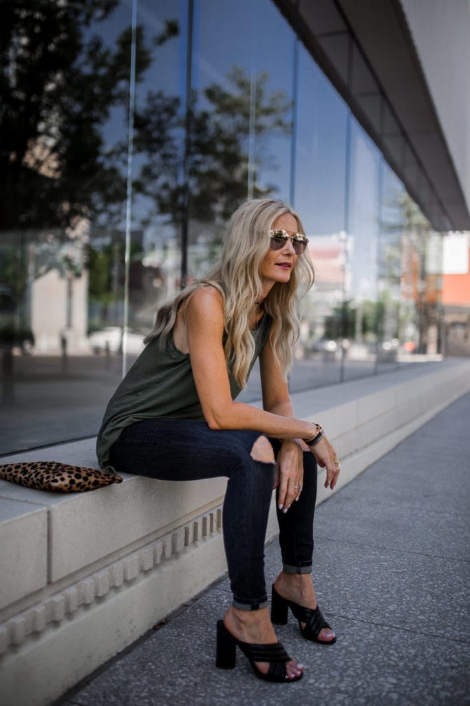 current elliott muscle tank, Black ripped jeans, Heather Anderson, Dallas Fashion Blogger 