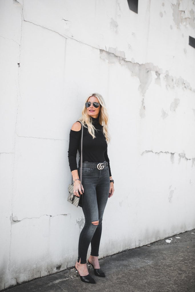 Gucci Belt and Rag and Bone Black Ripped Jeans