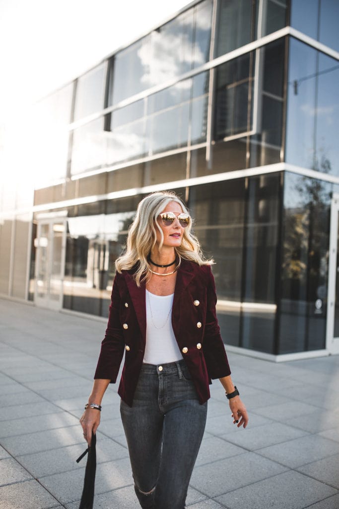 Burgundy Velvet Blazer