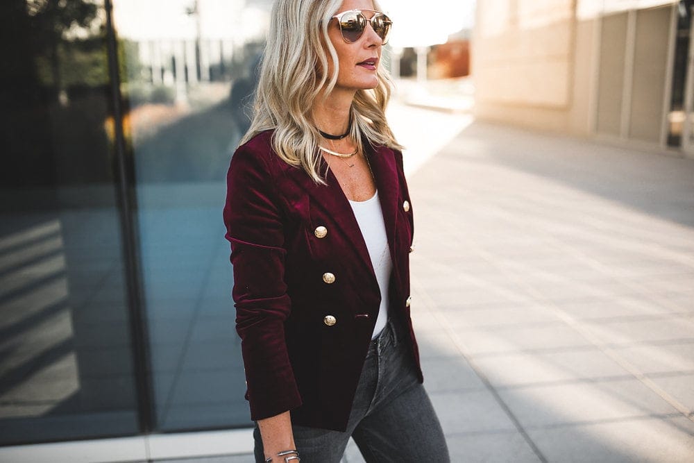 Burgundy Velvet Blazer