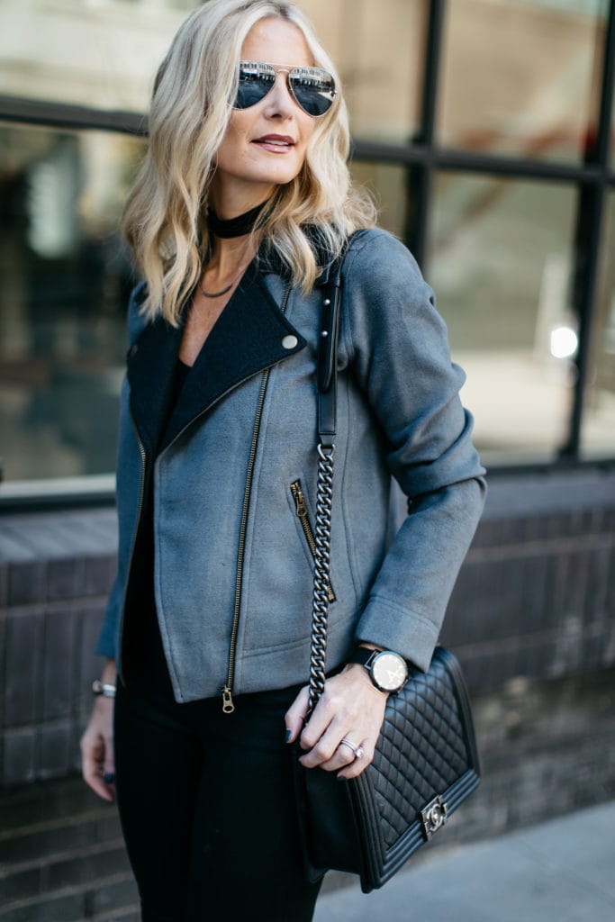 Lilla P Gray Moto Jacket