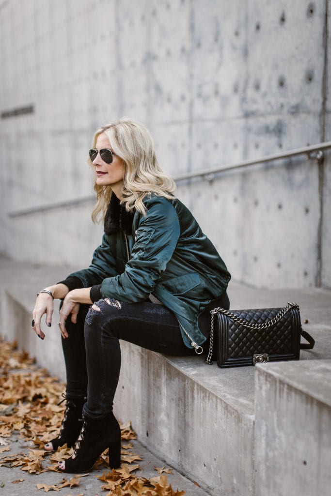 Fur Collar Bomber Jacket 