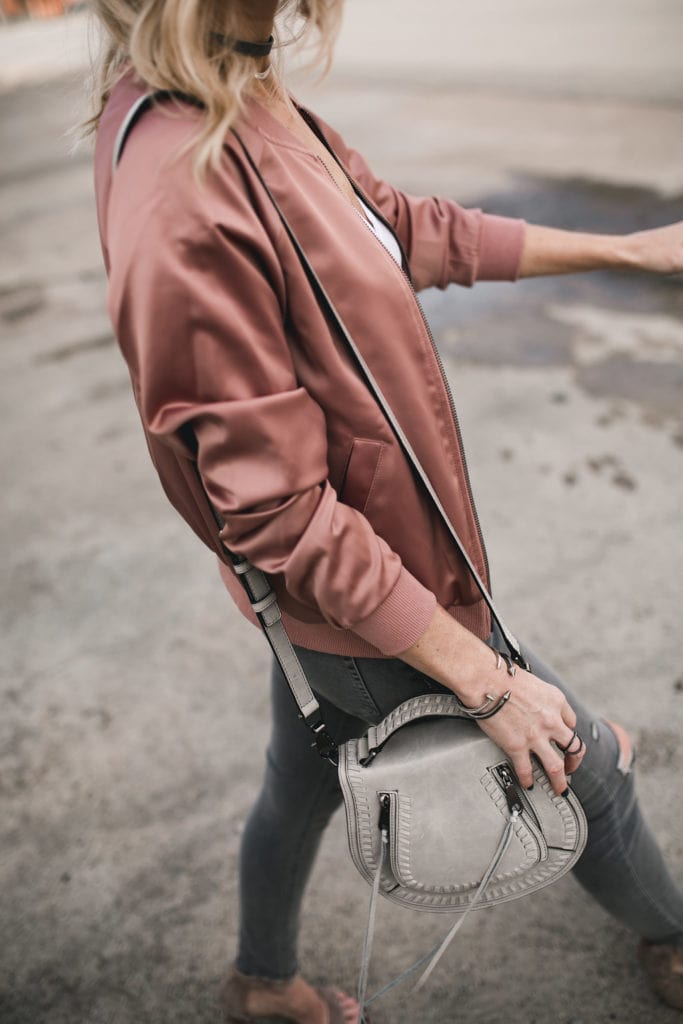 Pink Satin Bomber Jacket 