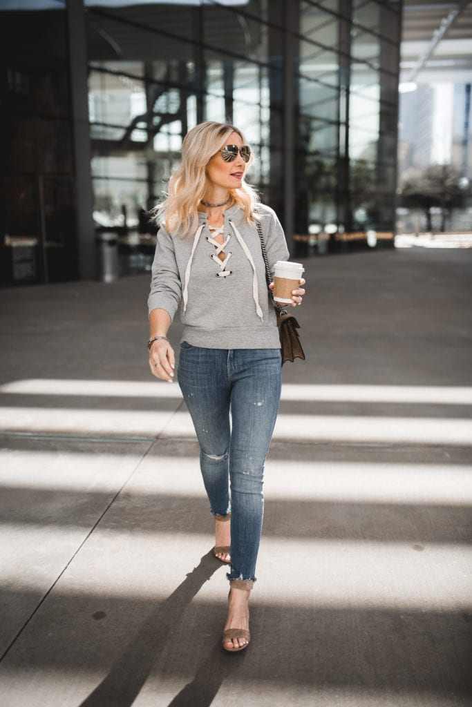Lace Up Sweatshirt