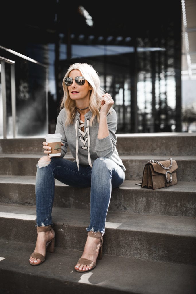 Lace Up Sweatshirt