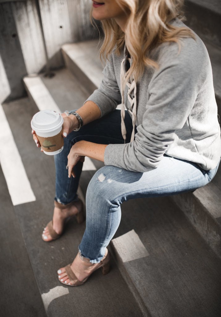 Lace Up Sweatshirt