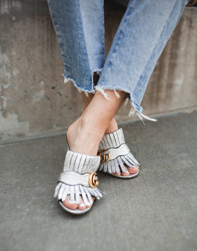 Silver Gucci Mules 