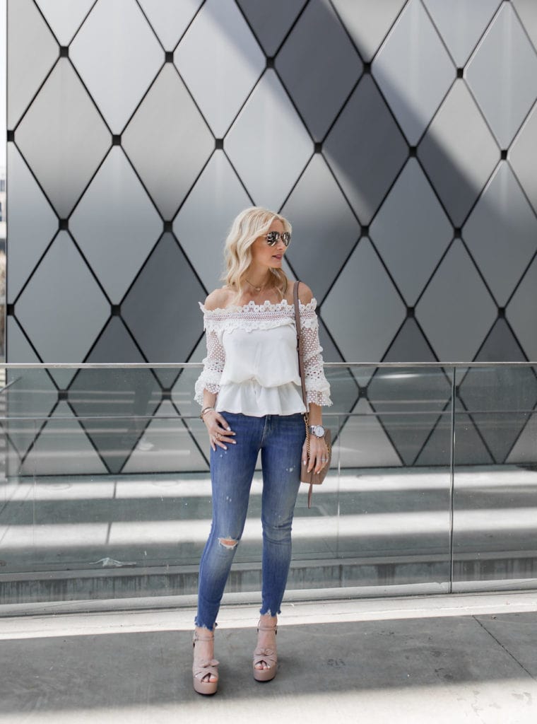 White Lace Off the Shoulder Top