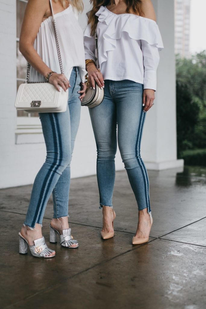 mother jeans with stripe