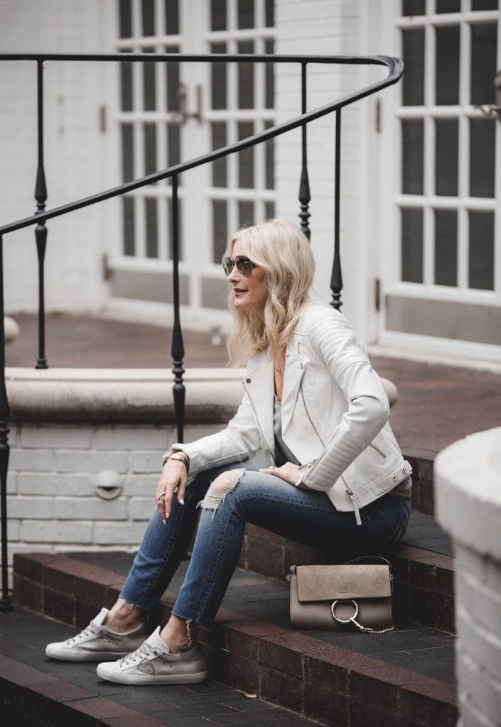 WHITE FAUX LEATHER JACKET 