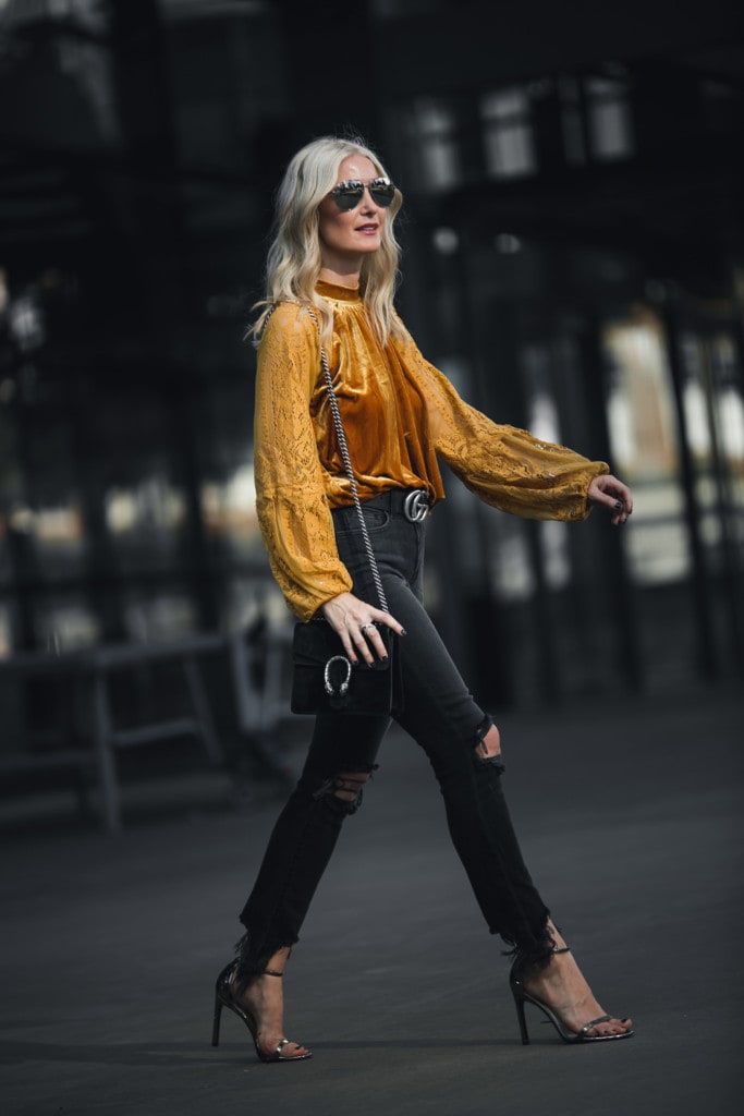 Free People Gold Velvet Top