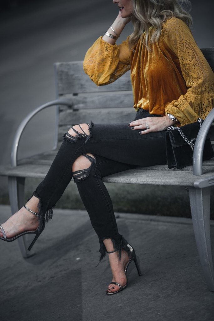 Free People Gold Velvet Top