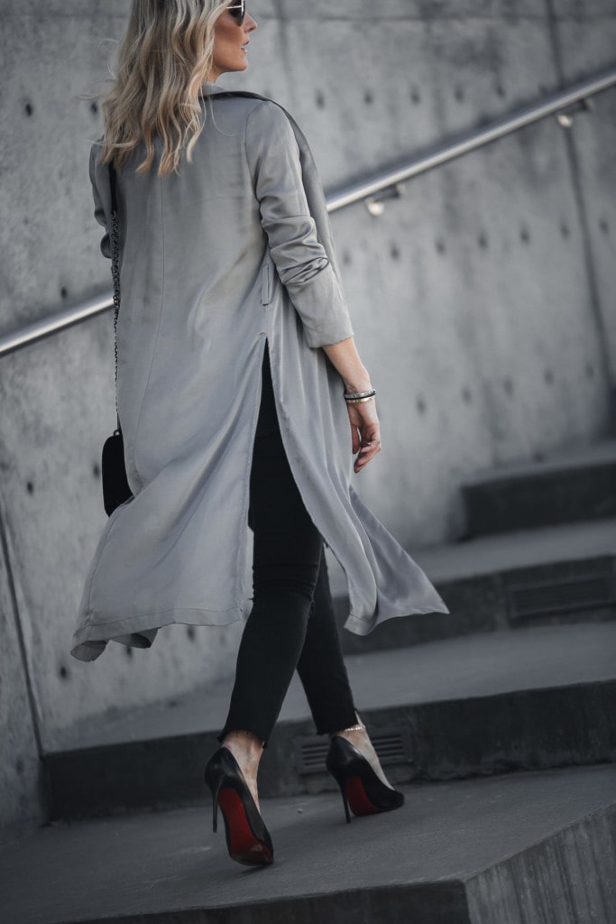 Gray Satin Duster Jacket 