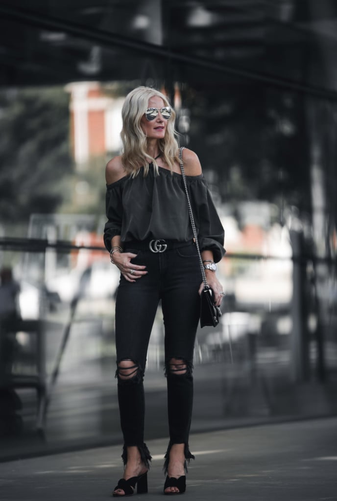 Off the shoulder halter top