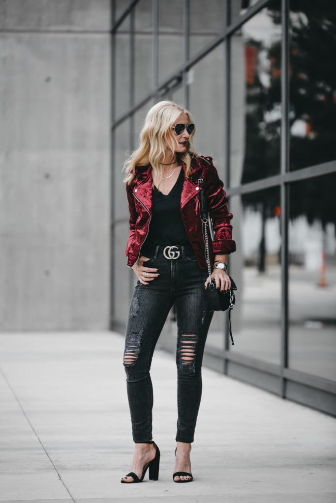 Blanknyc Red Velvet Moto Jacket 