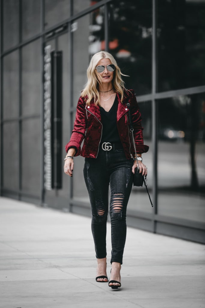 Red Velvet Moto Jacket 