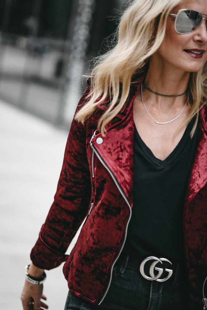 Red Velvet Moto Jacket 