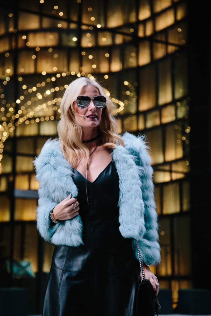 Alice and Olivia Blue Fur Jacket 