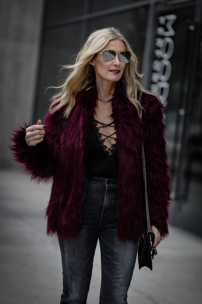 Burgundy Faux Fur Jacket 