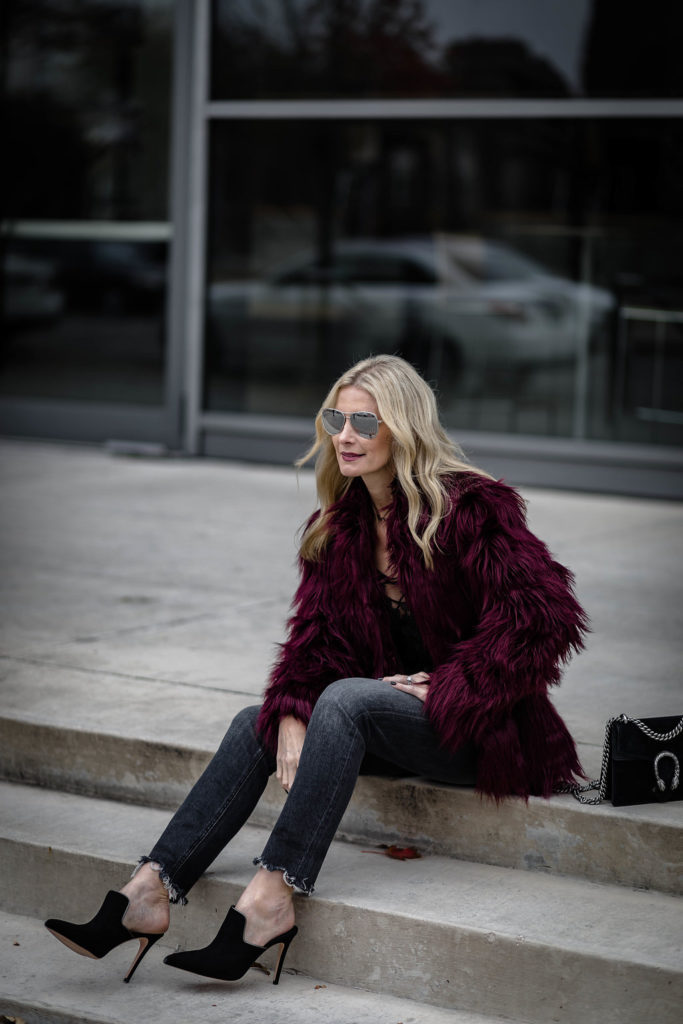 Burgundy Faux Fur Jacket 