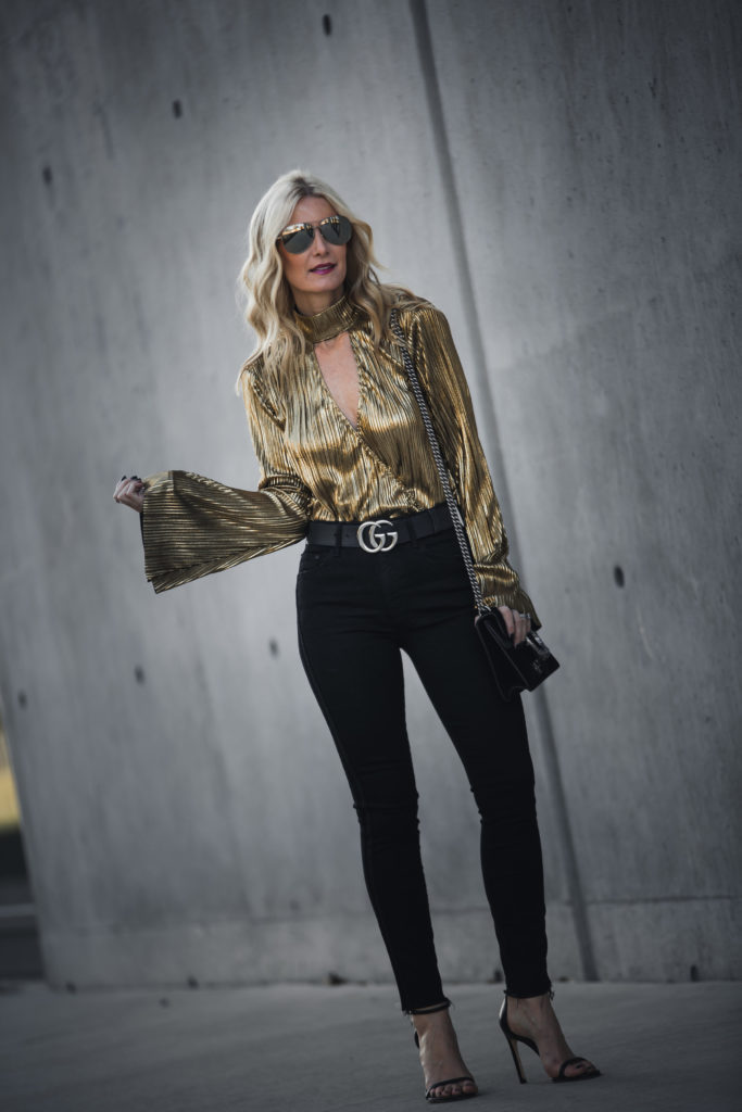 Gold Metallic Choker Top