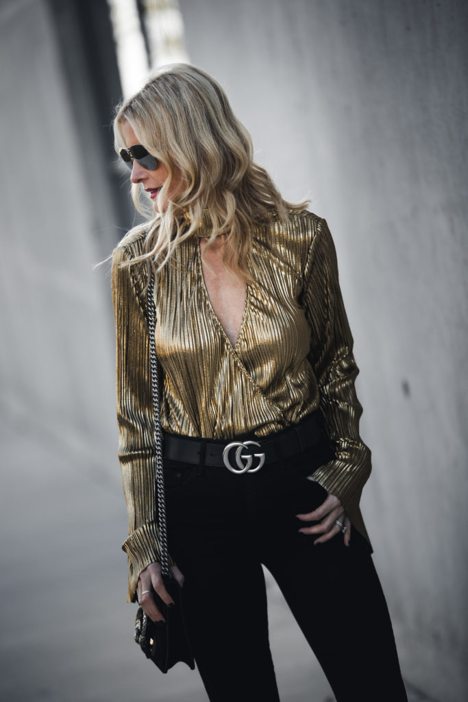 House of Harlow Gold Metallic Top