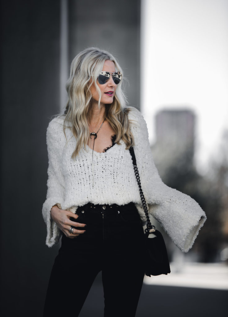 White V Neck Sweater