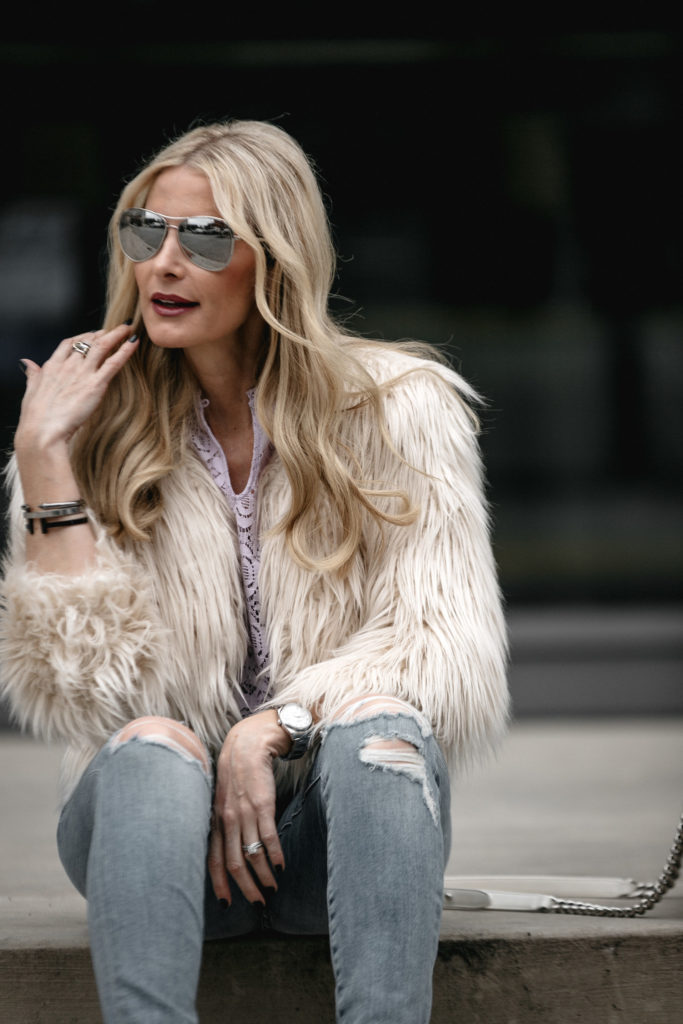Silver Aviators, Faux Fur Jacket, Style Blogger