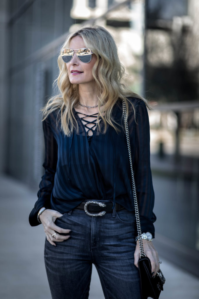 Blue Lace-Up top