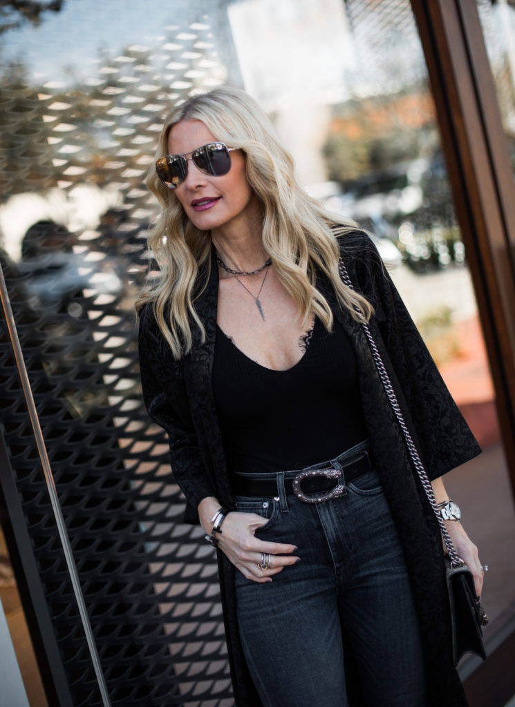 AOLA High Waisted Denim, Black Kimono, Dallas Fashion Blogger