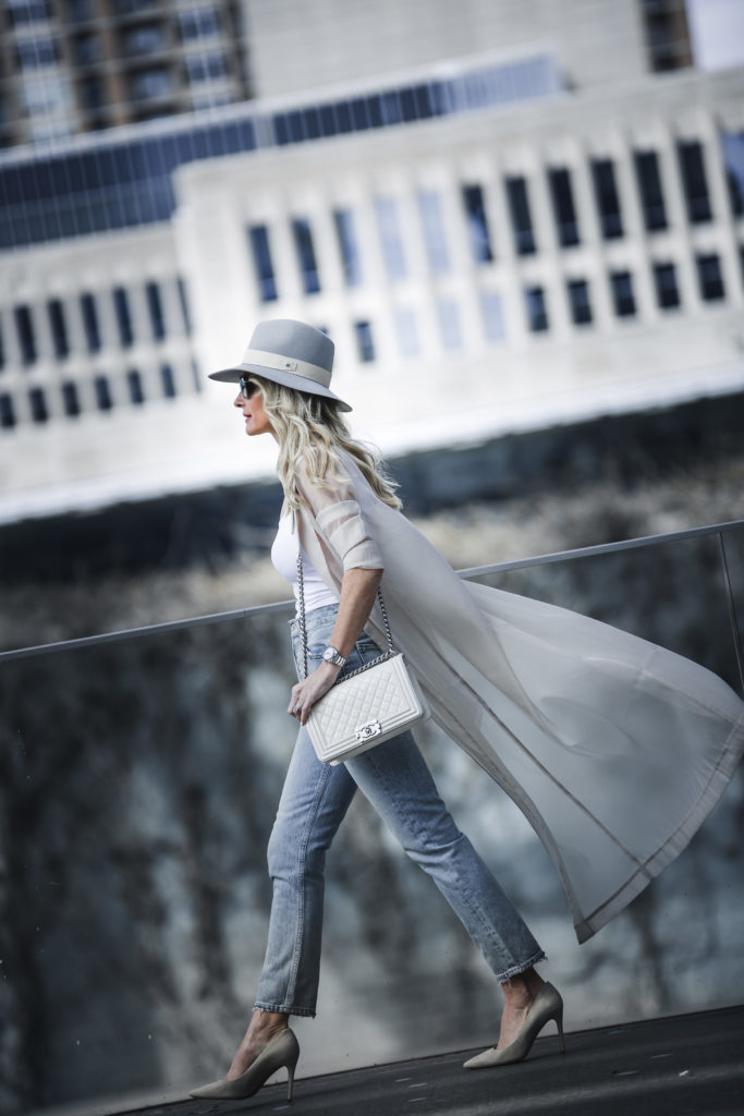 Heather Anderson, Rag and Bone hat, white chanel boy bag