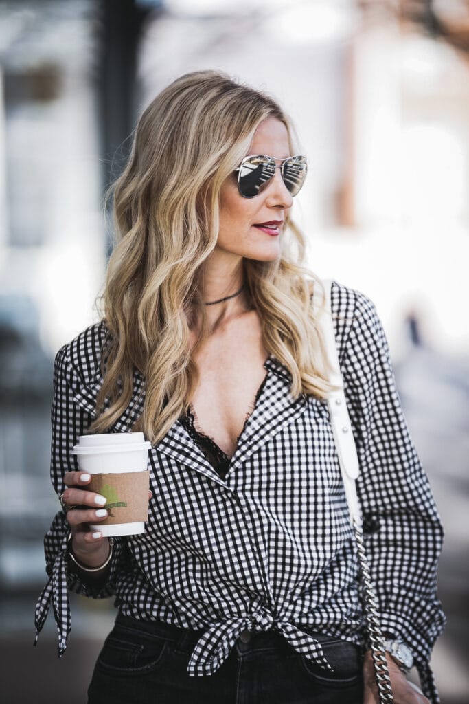 Anine Bing Lace bralette plus gingham top