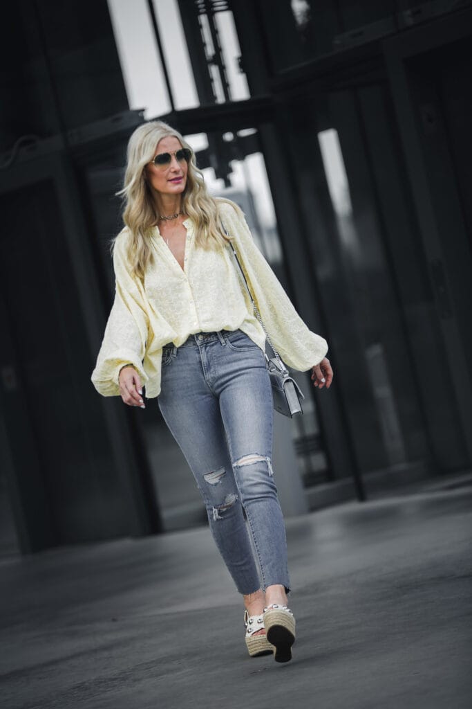 Ripped Jeans and White Wedges
