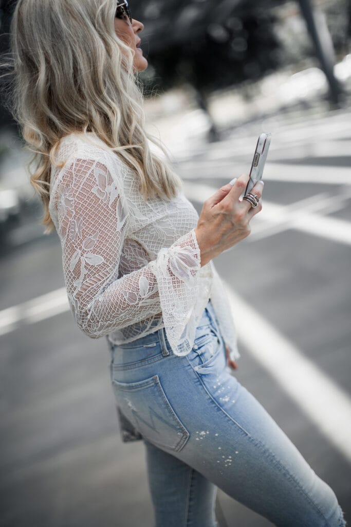 I phone X and Mother jeans