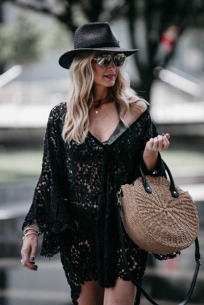 Dallas style blogger wearing rag and bone straw hat 
