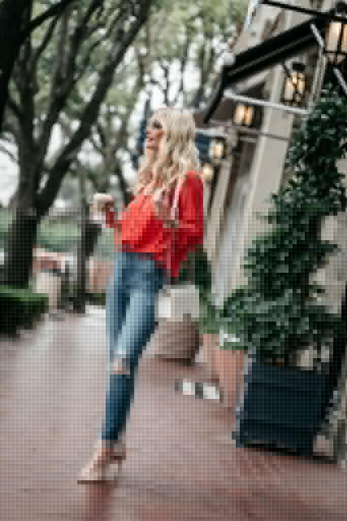 White Chanel Boy Bag, Paige ripped jeans, and Schutz nude heels