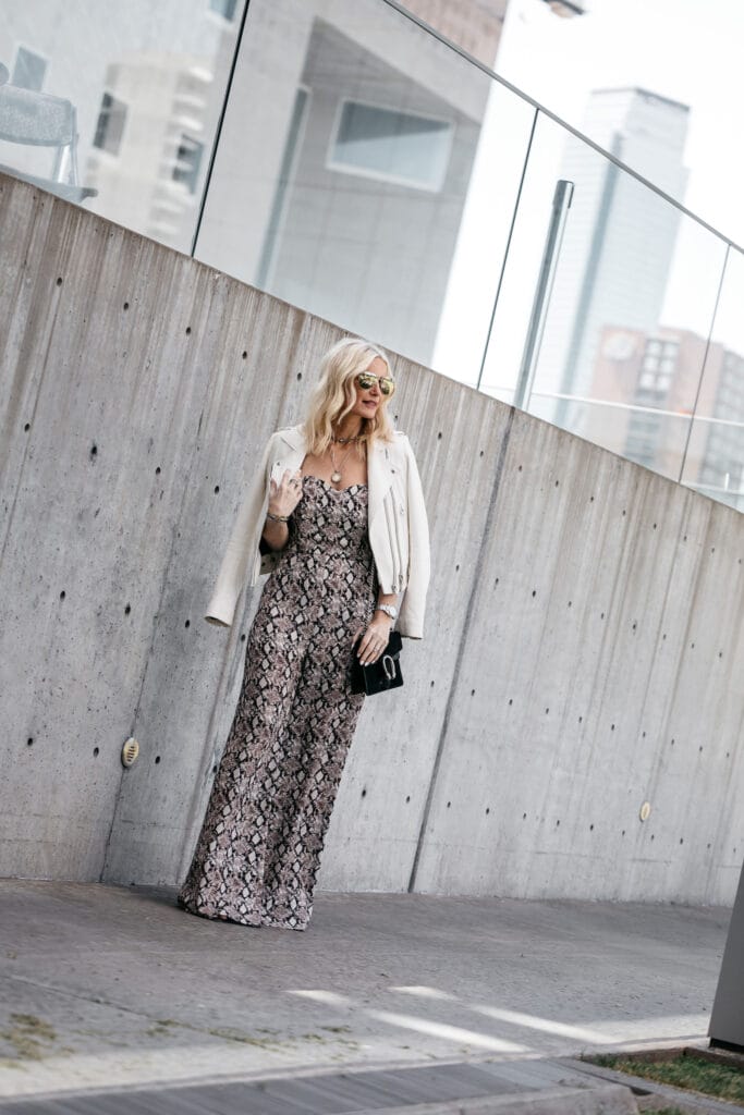 snake print romper outfit