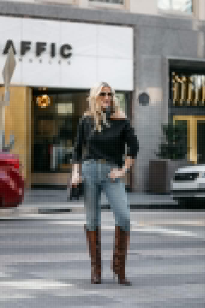 Dallas fashion blogger wearing a black sweater